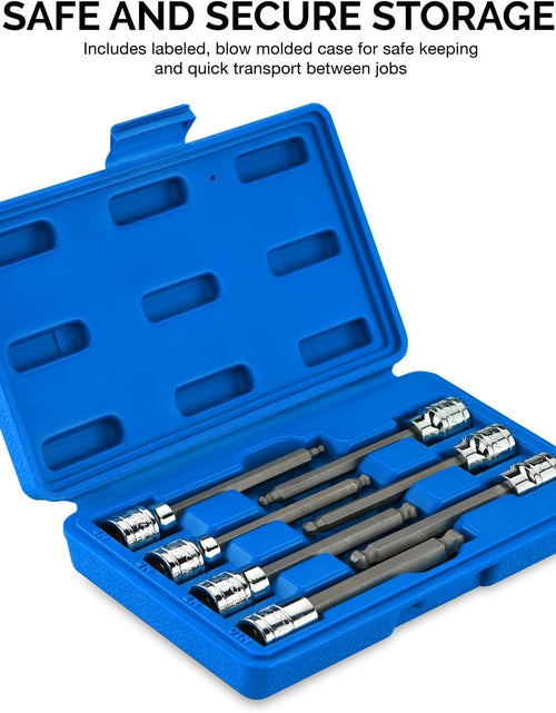 Load image into Gallery viewer, 10243A 3/8-Inch-Drive Extra-Long Ball-End Hex-Bit Socket Set, Metric Sockets 3/8" or 3 to 10 Mm, S2 Steel, 7-Piece Set
