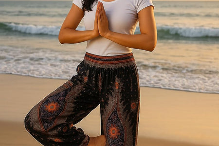 Women'S Smocked Waist Boho Flowy Yoga Harem Pants Hippie Clothes