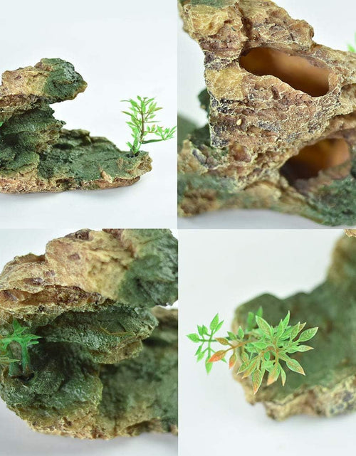 Load image into Gallery viewer, Reptile Small Hide, Turtles Hide Cage, Artificial Plant Rock, Humidified Habitat Decoration (Red Soil)
