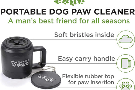Paw Plunger – the Muddy Paw Cleaner for Dogs – Saves Carpet, Furniture, Bedding and Cars from Dirty Paw Prints – Use This Dog Paw Cleaner after Walks – Soft Bristles, Convenient Cup Handle