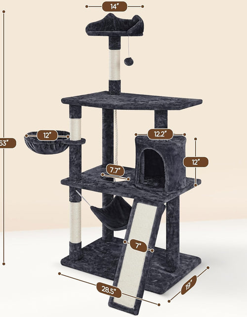 Load image into Gallery viewer, 63.5In Multi-Level Cat Tree Tower Condo with Scratching Posts, Platform &amp; Hammock, Cat Activity Center Play Furniture for Kittens, Cats &amp; Pets
