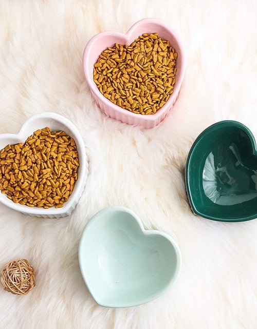 Load image into Gallery viewer, Dark Green Ceramic Raised Cat Bowls, Tilted Elevated Food or Water Bowls, Stress Free, Backflow Prevention, Dishwasher and Microwave Safe, Lead &amp; Cadmium Free
