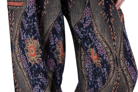 Women'S Smocked Waist Boho Flowy Yoga Harem Pants Hippie Clothes