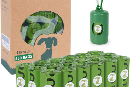 Dog Poop Bag Biodegradable Scented: Leak Proof Dog Waste Bags with 1 Dispenser, 18 Rolls Refills Poop Bags -450 Counts