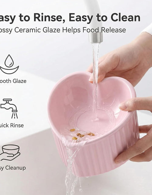 Load image into Gallery viewer, Dark Green Ceramic Raised Cat Bowls, Tilted Elevated Food or Water Bowls, Stress Free, Backflow Prevention, Dishwasher and Microwave Safe, Lead &amp; Cadmium Free
