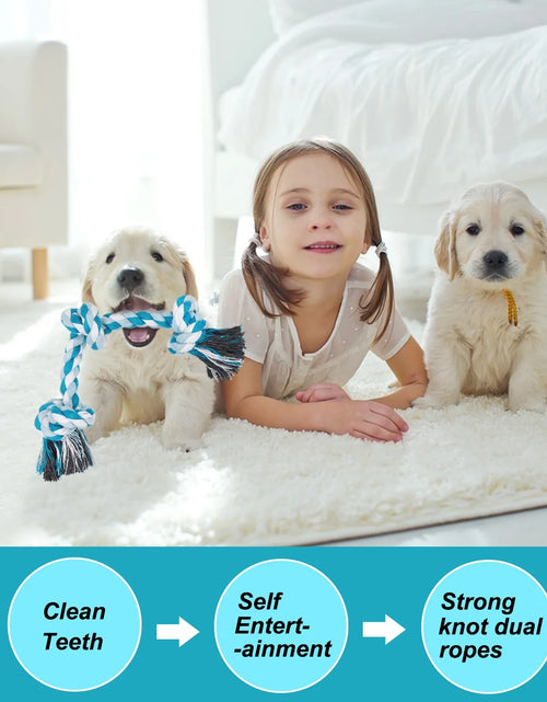 Load image into Gallery viewer, Vivifying 14 Inch Dog Rope Toys, Gift for Pets Dog Chew Toys Durable Braided Cotton Pet Chew Rope Toys 3 Knot Tough Rope Chew Toys for Small Dog Cat Puppy Teeth Cleaning Pink
