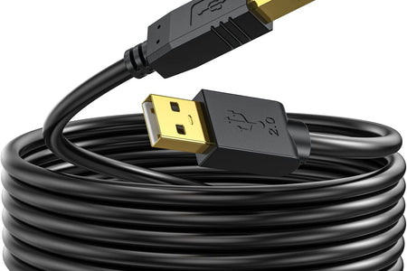 Printer Cable 25 Ft,  USB Printer Cable Cord Type A-Male to B-Male Printer USB Cable for Printer/Scanner-Gold-Plated