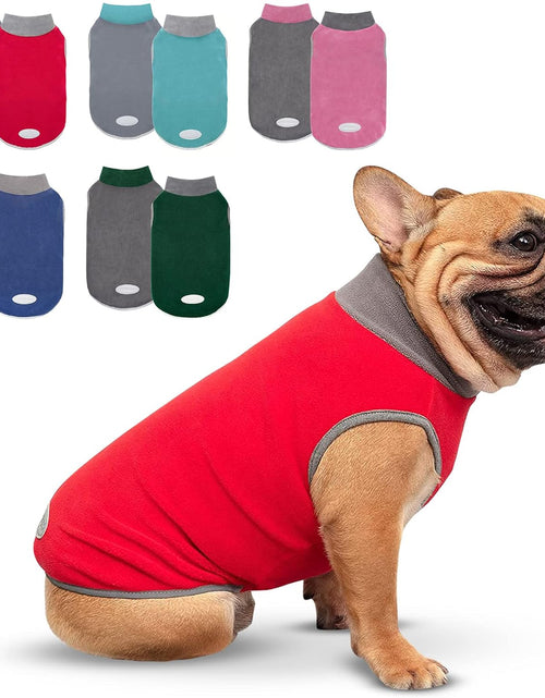 Load image into Gallery viewer, 2 Pack Dog Fleece Sweater Stretchy Sweatshirt with Reflective Stripe Pullover Soft Jacket Pet Clothes Dog Sweaters for Small Dogs Cats Grey &amp; Red
