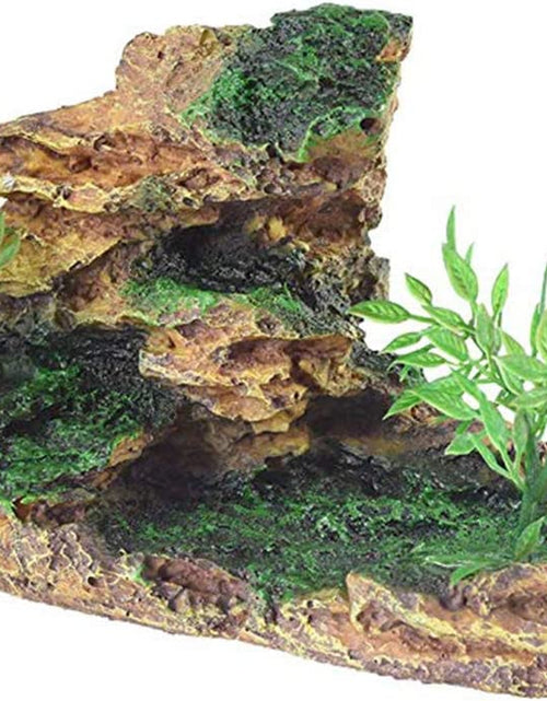 Load image into Gallery viewer, Reptile Small Hide, Turtles Hide Cage, Artificial Plant Rock, Humidified Habitat Decoration (Red Soil)
