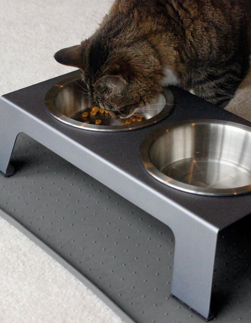 Load image into Gallery viewer, Elevated Dog Bowls, Cat Bowls -- Premium Anodized Aluminum Feeder (Short 4"). Us Food Grade Stainless Steel Raised Bowls,Metallic Gray
