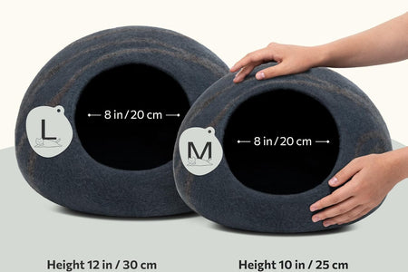 Premium Cat Bed Cave (Large) - Eco Friendly 100% Merino Wool Beds for Cats and Kittens