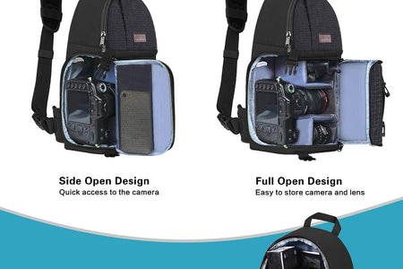 Camera Sling Bag, Dslr/Slr/Mirrorless Camera Case Shockproof Photography Camera Backpack with Tripod Holder & Removable Modular Inserts Compatible with Canon/Nikon/Sony/Fuji, Black