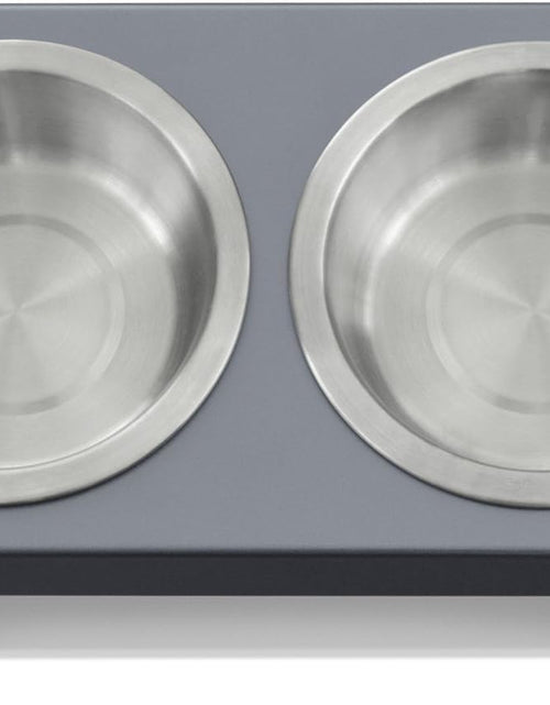 Load image into Gallery viewer, Elevated Dog Bowls, Cat Bowls -- Premium Anodized Aluminum Feeder (Short 4"). Us Food Grade Stainless Steel Raised Bowls,Metallic Gray
