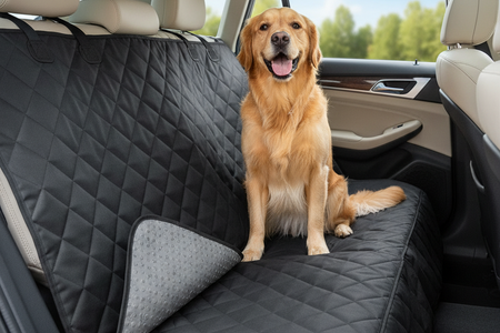 Dog Car Seat Cover, Back Seat Cover for Dogs Pet Car Seat Protector Waterproof Bench Car Seat Cover, Non-Slip Reat Seat Cover Fits Middle Armrest for Most Cars Trucks Suvs - Black