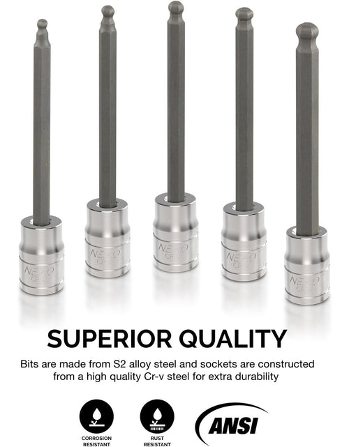 Load image into Gallery viewer, 10243A 3/8-Inch-Drive Extra-Long Ball-End Hex-Bit Socket Set, Metric Sockets 3/8" or 3 to 10 Mm, S2 Steel, 7-Piece Set
