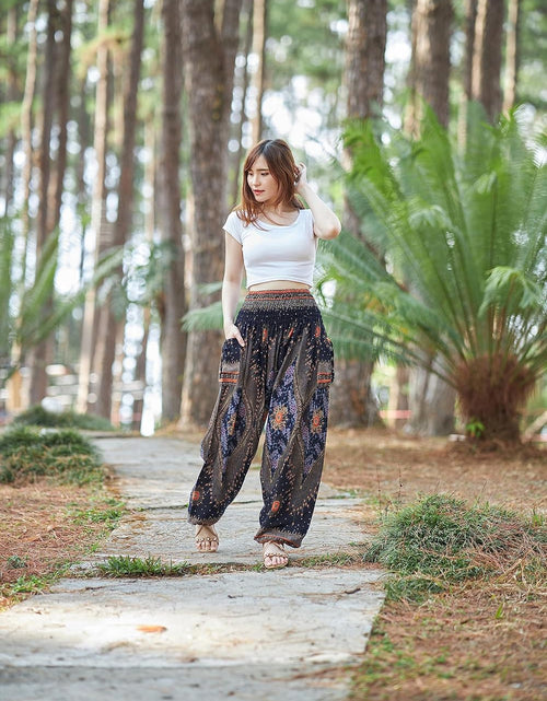 Load image into Gallery viewer, Women'S Smocked Waist Boho Flowy Yoga Harem Pants Hippie Clothes

