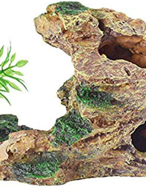 Load image into Gallery viewer, Reptile Small Hide, Turtles Hide Cage, Artificial Plant Rock, Humidified Habitat Decoration (Red Soil)
