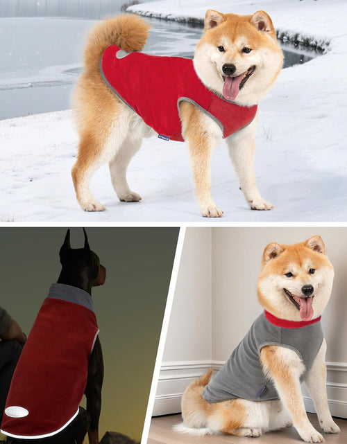 Load image into Gallery viewer, 2 Pack Dog Fleece Sweater Stretchy Sweatshirt with Reflective Stripe Pullover Soft Jacket Pet Clothes Dog Sweaters for Small Dogs Cats Grey &amp; Red
