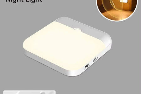 LED Motion Sensor Light Wireless LED Night Light Type C Rechargeable Night Light Cabinet Wardrobe Lamp Staircase for Kitchen LED