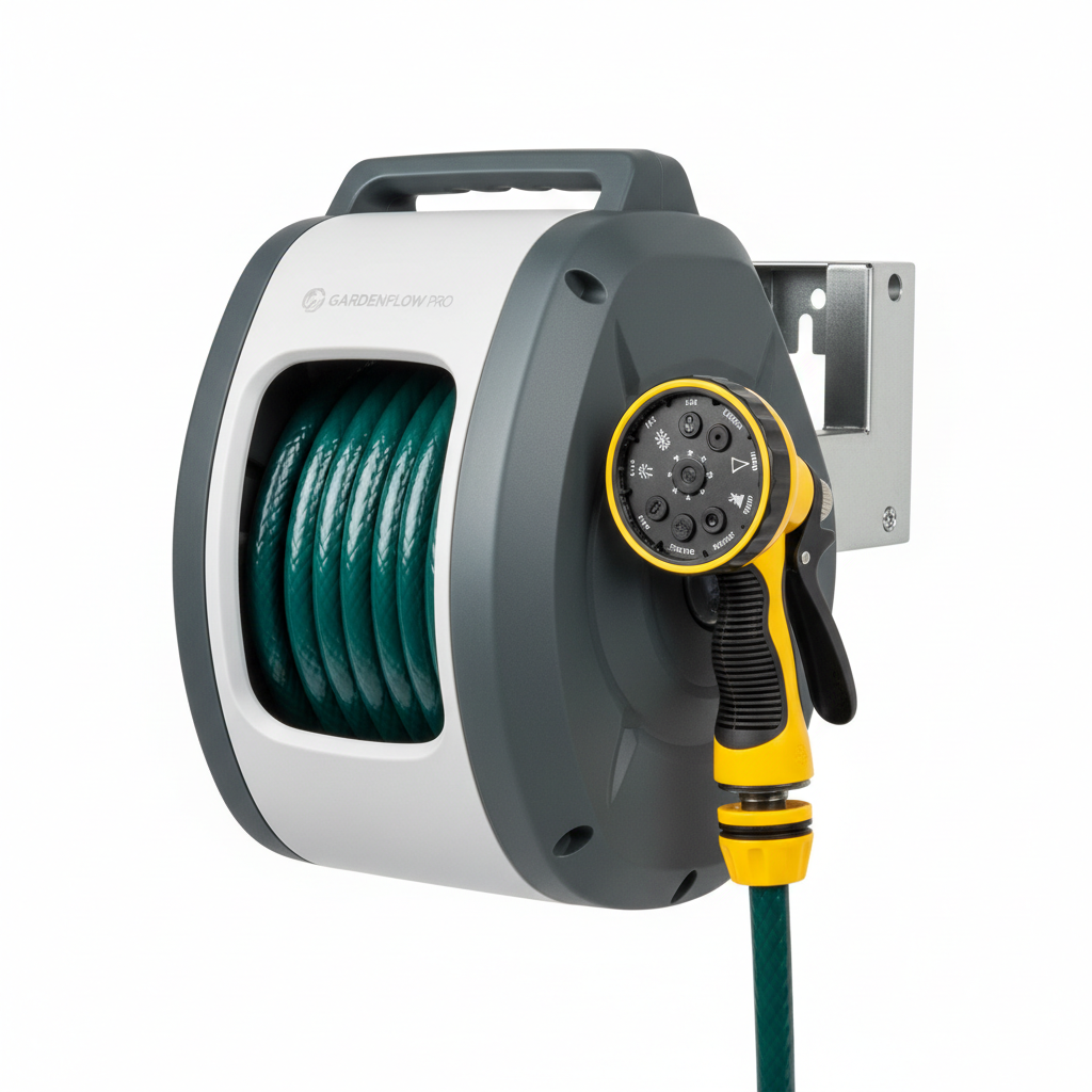 10/20M Automatic Rewind Hose Reel with 7 Pattern Hose Nozzle for Car Garden
