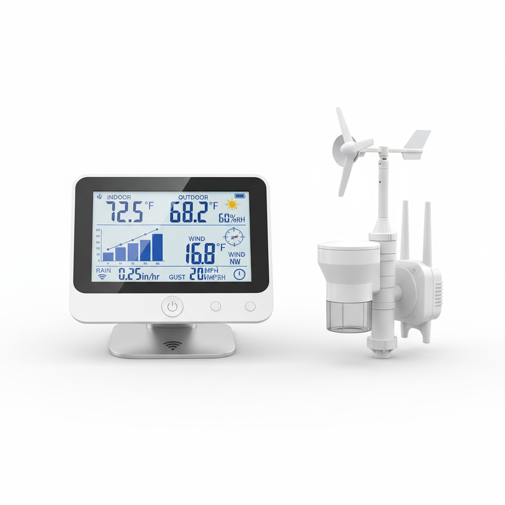 SmartWeather Pro™ – WiFi Wireless Indoor & Outdoor Weather Station with Rain, Wind & Temp Monitoring