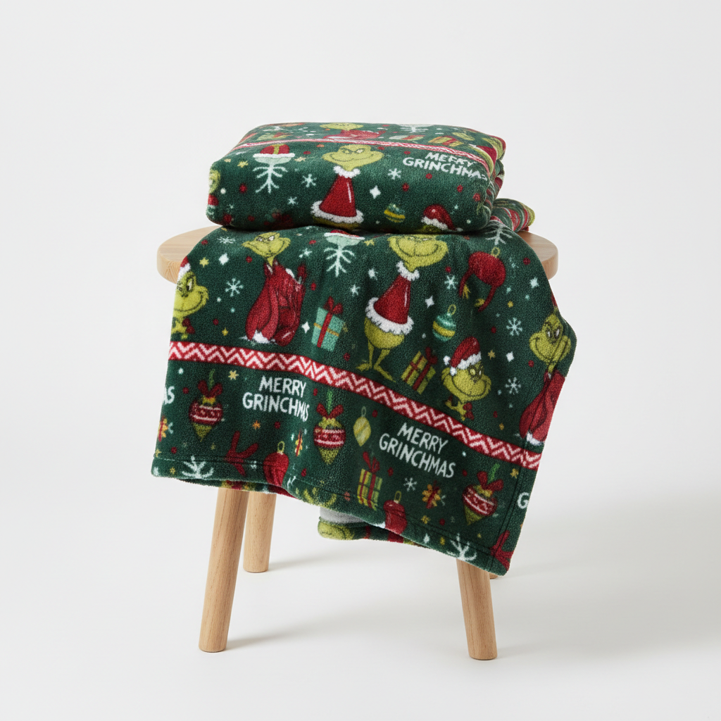 Grinch Pattern Throw Blanket