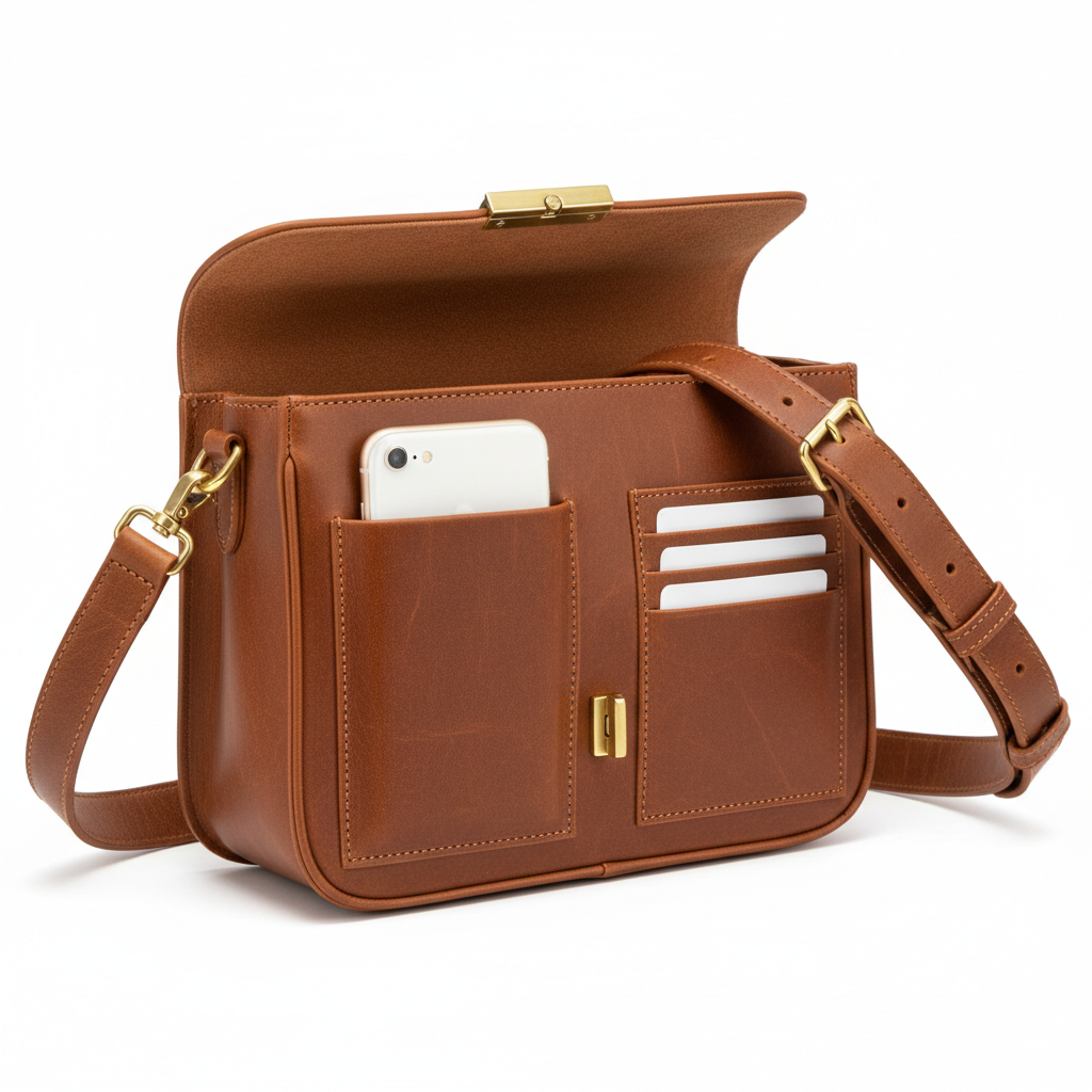 Elegance On-the-Go – Luxe PU Leather Crossbody Shoulder Bag with Phone & Card Organizer